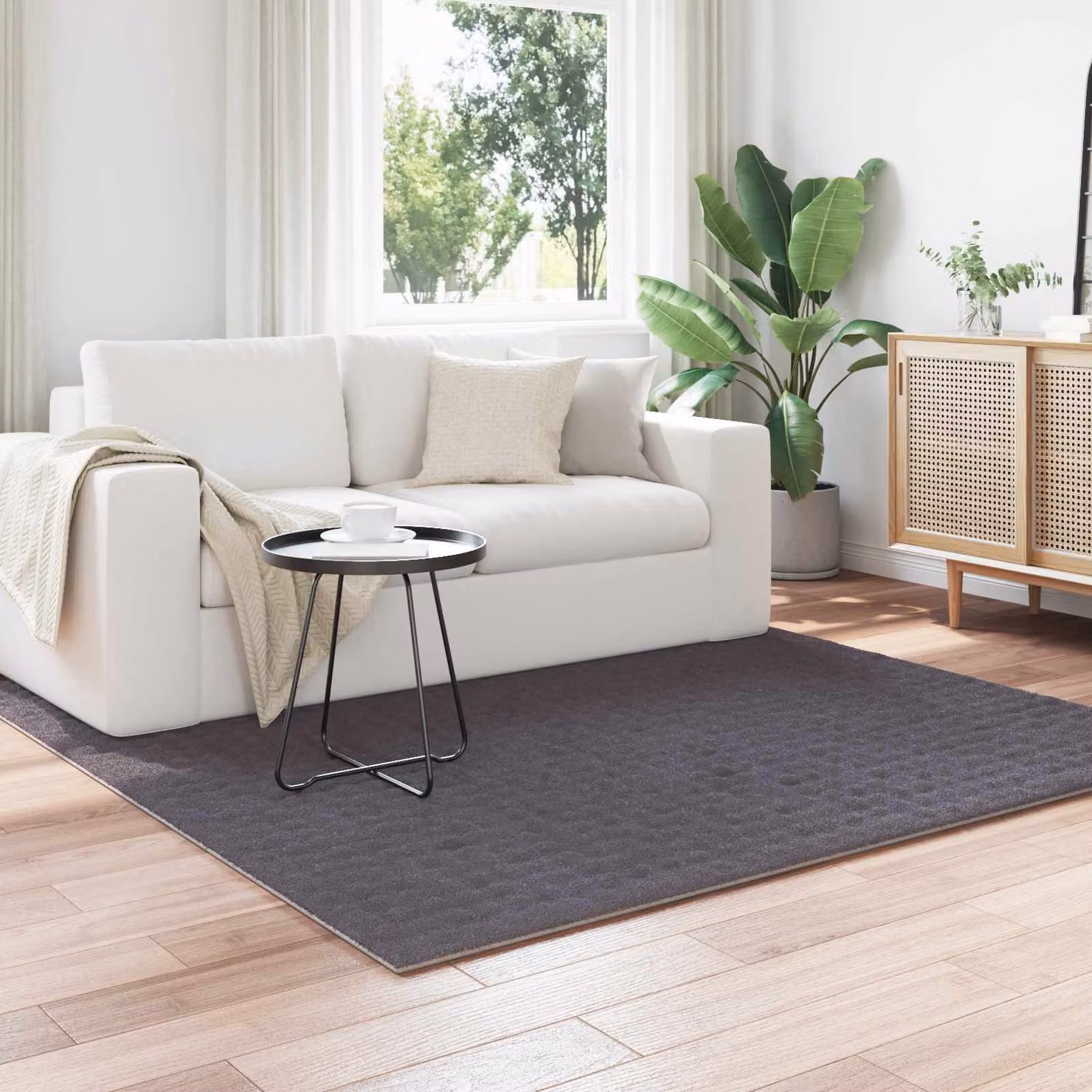 Tappeto quadrato moderno vidaXL SIROLO in poliestere, colore antracite, L 120 x L 120 cm