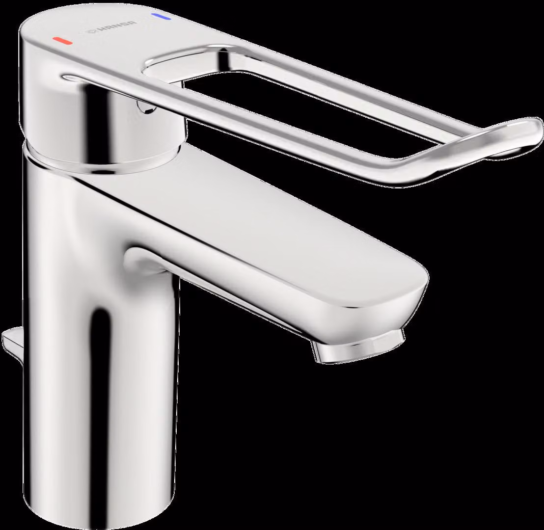 HANSA HANSAclinca Mitigeur de lavabo, saillie 114 mm, levier 209 mm, avec tirette, chromé, 45012185, 45012185
