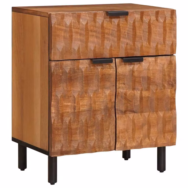 vidaXL Armadio da Notte in Legno di Mango Marrone L: 50 cm, P: 33 cm, H: 60 cm