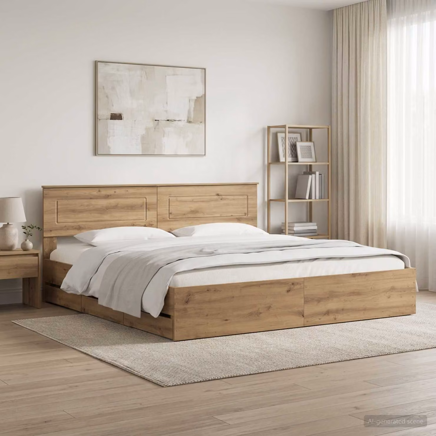 Letto con contenitore e testiera vidaXL in legno rovere artigianale marrone L/P/H: 180 x 200 x 90 cm
