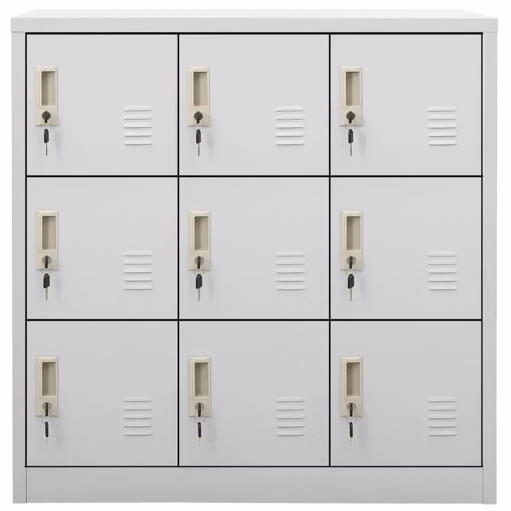 Set di 5 armadietti con chiave vidaXL in metallo per ufficio o scuola, colore grigio e bianco, L/P/H: 90 x 45 x 92,5 cm