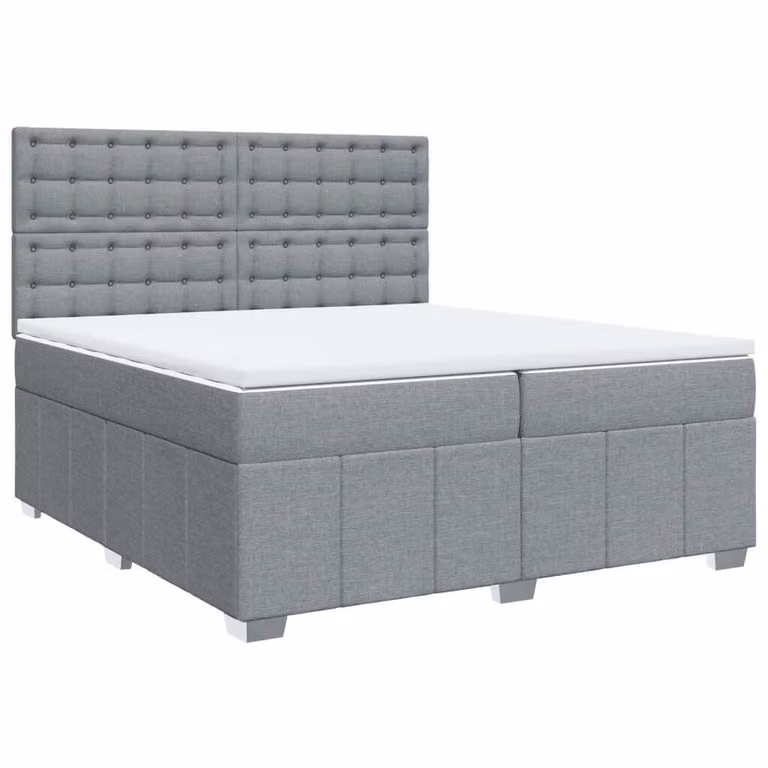 Giroletto a Molle con Materasso Grigio Chiaro 200x200cm Tessuto