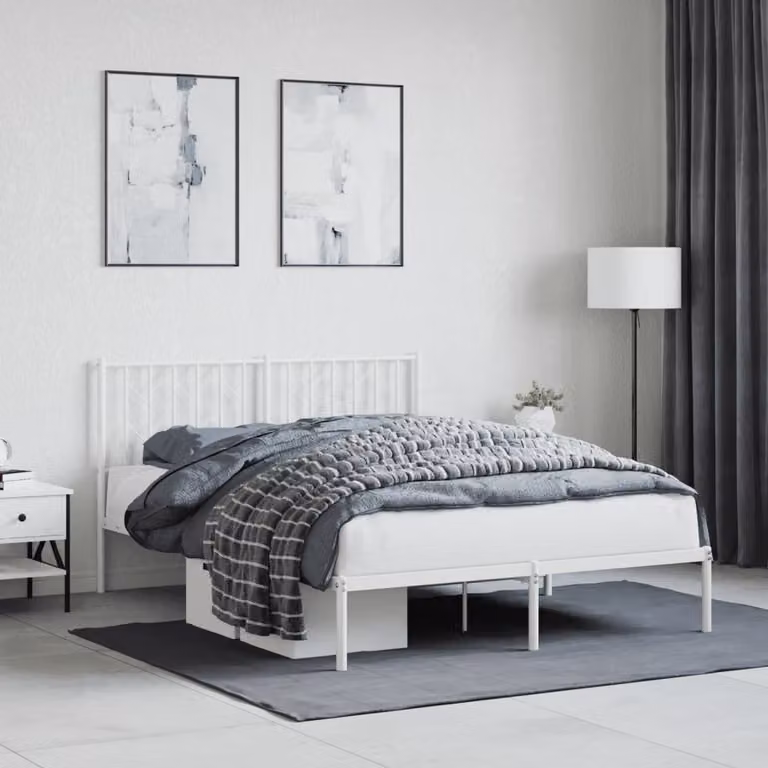 vidaXL Giroletto con Testiera in Metallo Bianco L/P/H: 140 x 190 x 90 cm