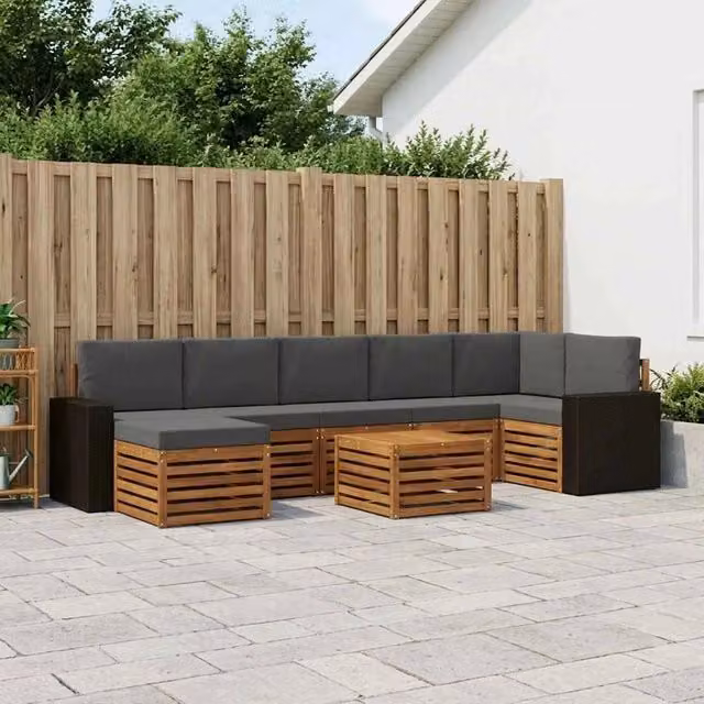 Set di divani da esterno 8 pz Naturale e Antracite 3384663