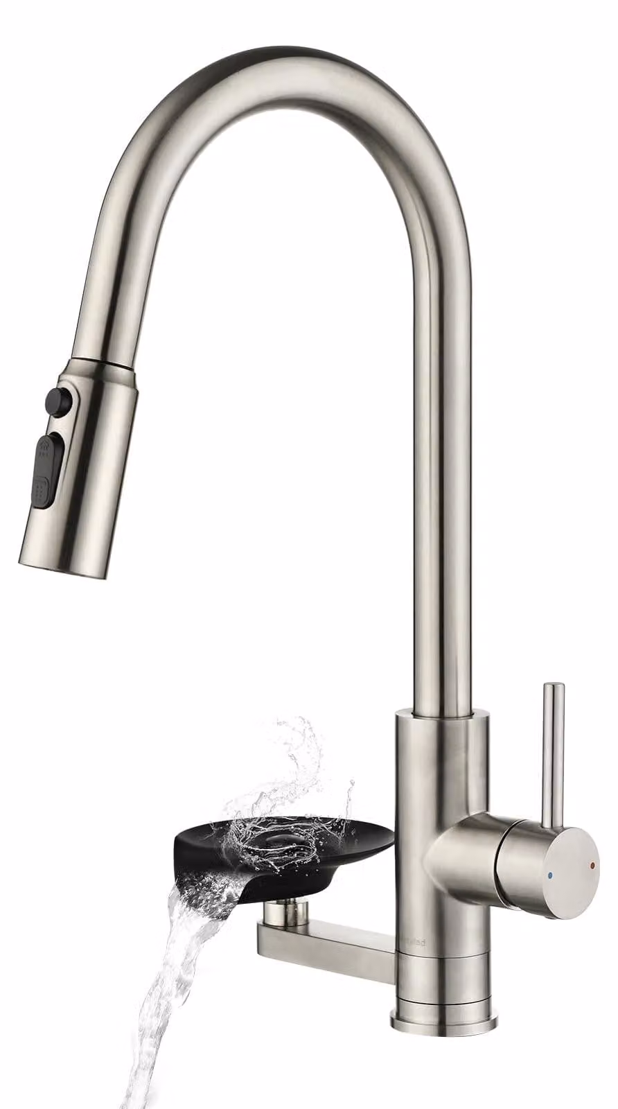 Rubinetto da cucina estraibile - Con vaschetta in vetro - Rotazione 360° - Acciaio inox 304 - Cromo specchio