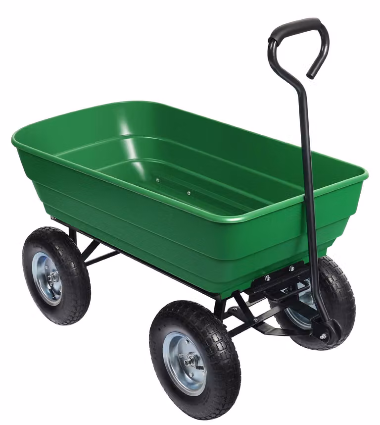 Carrello da giardino - Capacità: 125 litri - Portata: 350 kg - Materiale: plastica, colore verde