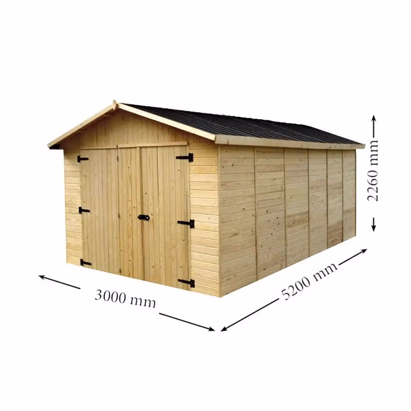 Garage in legno Foresta marrone con tetto in tegole bituminose e finestra, L: 280 cm, P: 480 cm, H: 226 cm – 2
