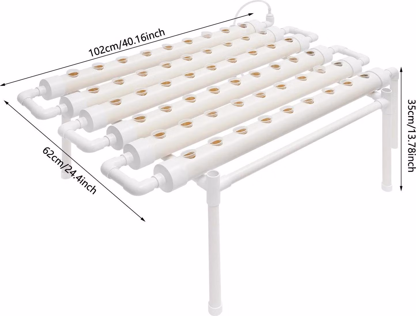 Sistema di coltivazione idroponica, sistema di giardino interno, 54 postazioni per piante, BIANCO