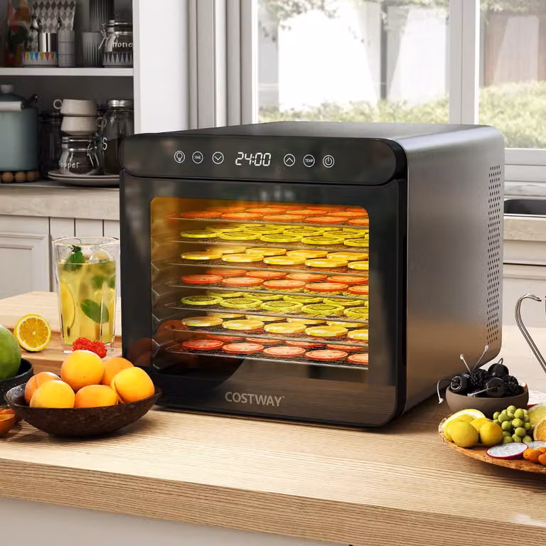 Disidratatore Alimentare Costway in Acciaio Inox con 7 Vassoi, Timer 24 Ore e Temperatura Regolabile 30-75℃, Argento