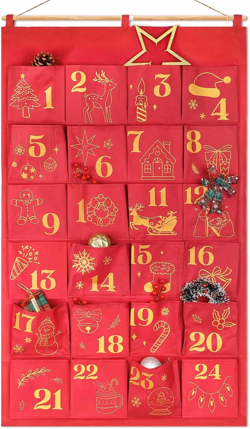 Calendario dell'Avvento riutilizzabile, ideale per essere personalizzato