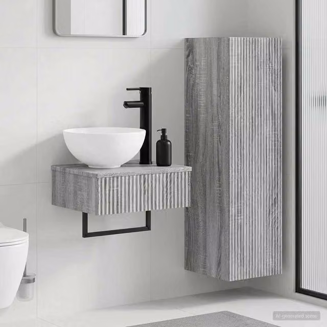 Set di mobili per il bagno 2 pz Sonoma grigio 3406099