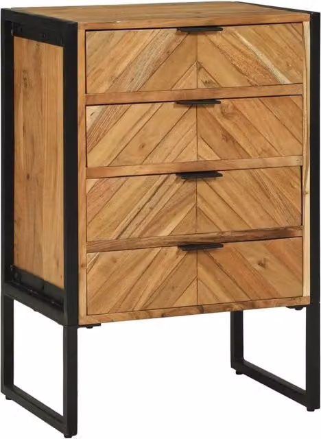 Credenza in legno massello di acacia marrone stile industrial vidaXL L/P/H: 50 x 35 x 75 cm – 1