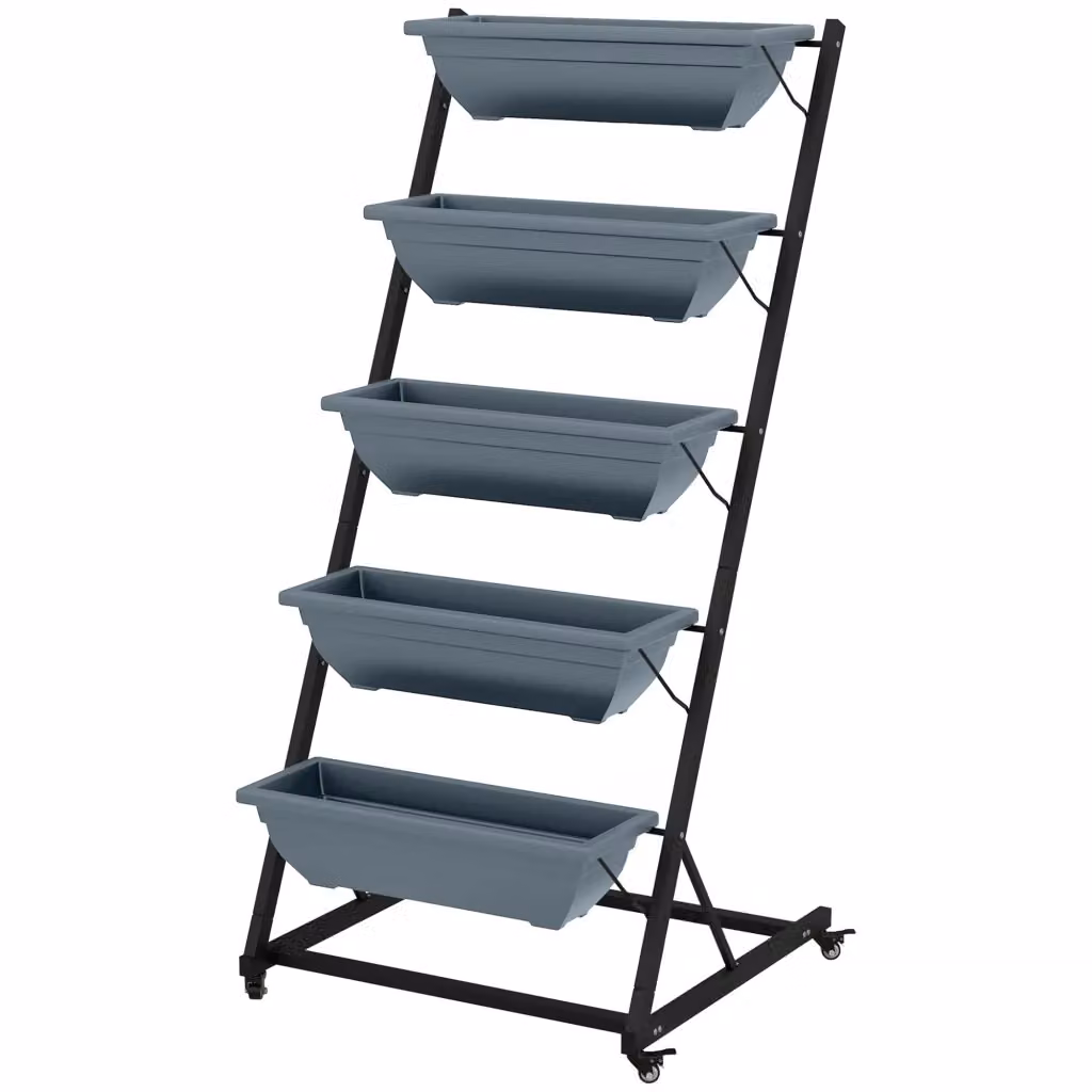 Scaffale per piante XYLO a 3 ripiani grigio e nero L: 65 cm, P: 67 cm, H: 145 cm – 2
