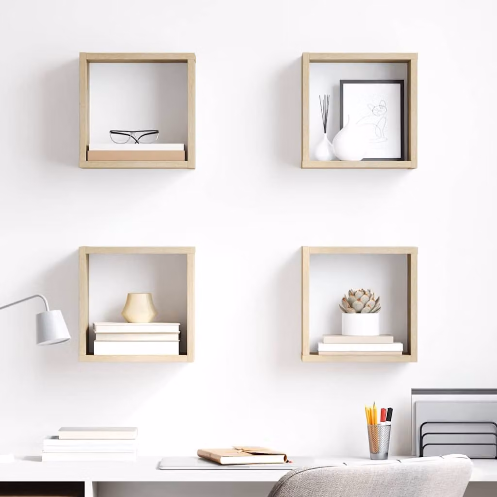 Set di 4 mensole a cubo vidaXL in legno Rovere Sonoma, L 26 x P 15 x H 26 cm