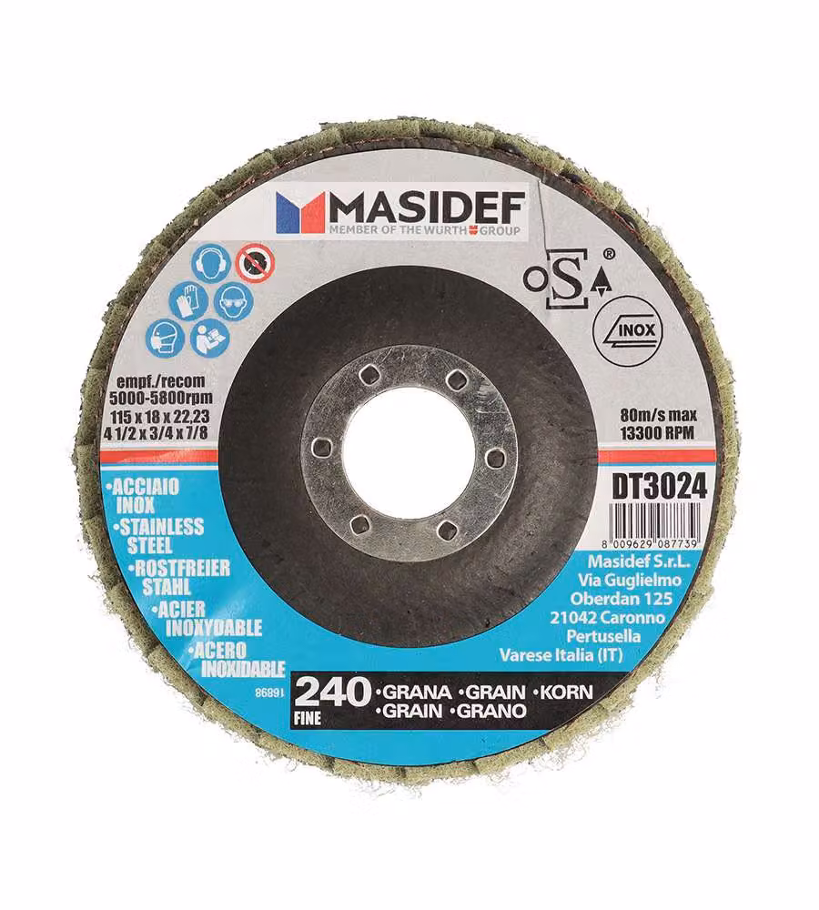 Disco abrasivo lamellare D.115x18mm gr 240 per inox