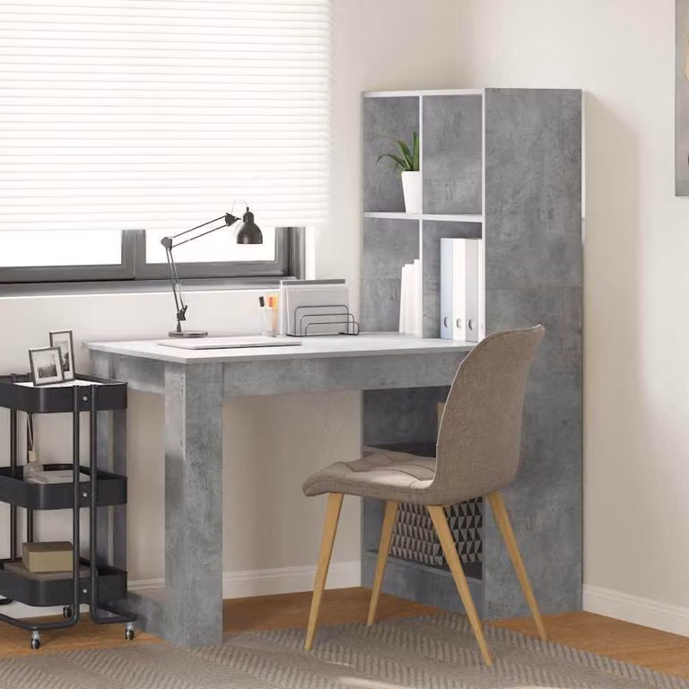 Maison Exclusive - Scrivania Grigio cemento 122 x 67 x 145 cm Legno multistrato