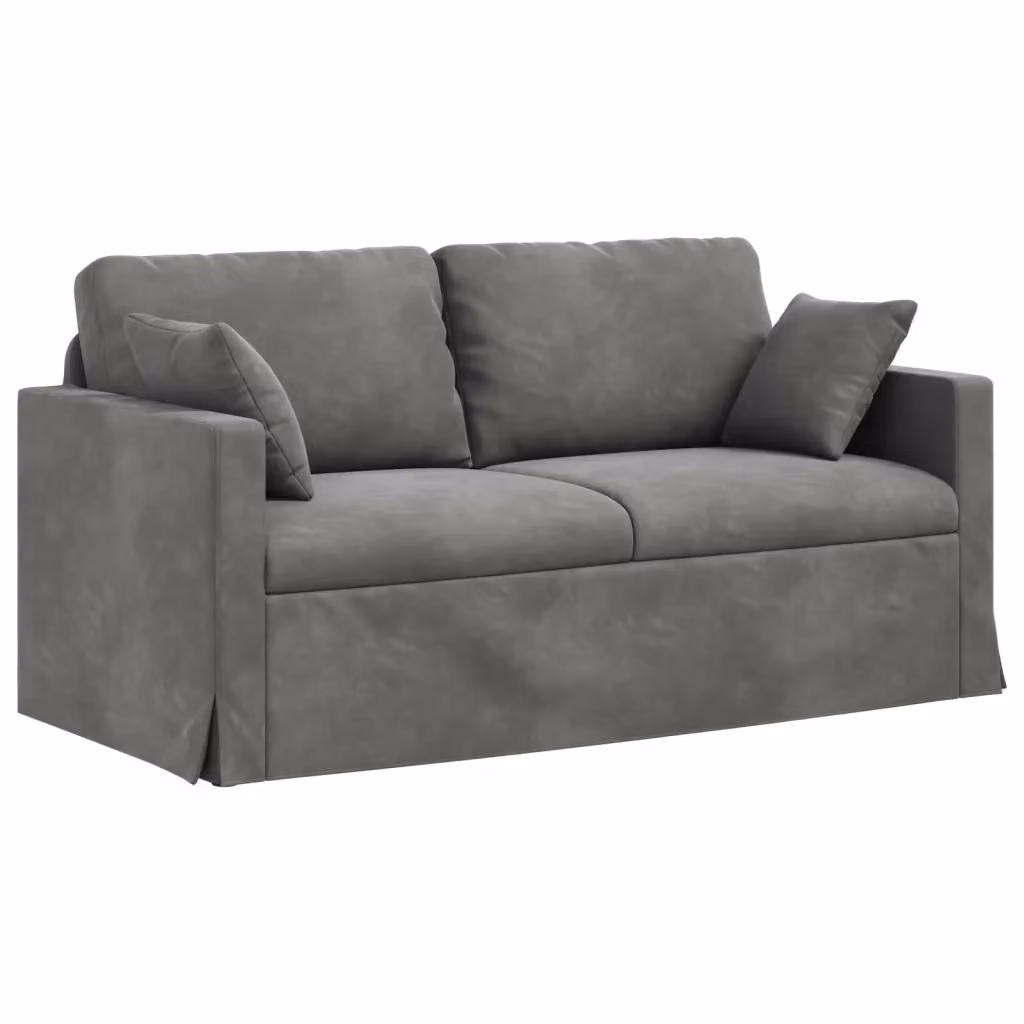 Divano moderno vidaXL in velluto grigio scuro con cuscini e coperture rimovibili L: 158 cm, P: 78 cm, H: 80 cm – 2