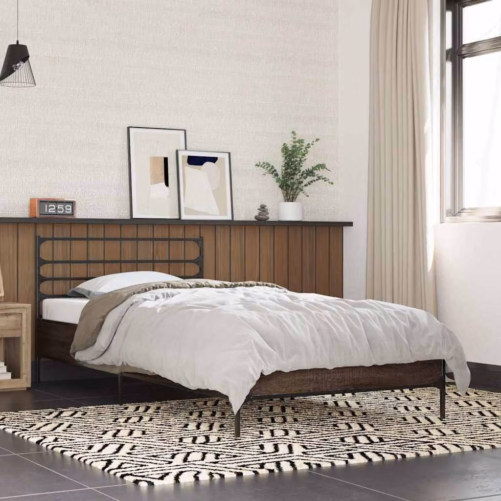 Giroletto vidaXL in Rovere Marrone con Struttura in Legno e Metallo L 193 cm x P 78 cm x H 74 cm