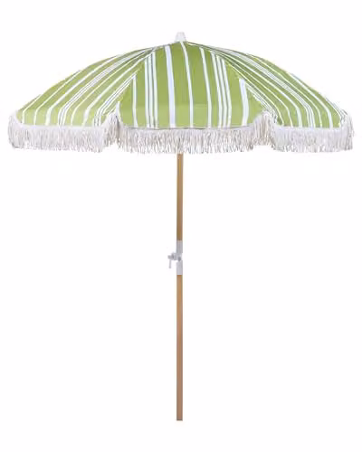 Beliani Retro giardino spiaggia Ombrellone Esterno parasole Faggio Bianco