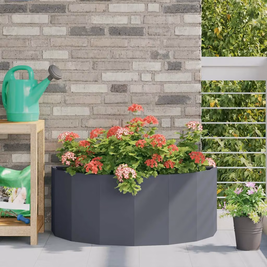 Fioriera vidaXL in acciaio colore antracite L 90 cm x P 45 cm x H 35 cm
