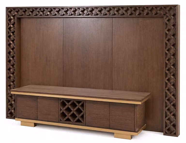 Mobile TV in legno noce, design elegante, color marrone, ideale per il soggiorno