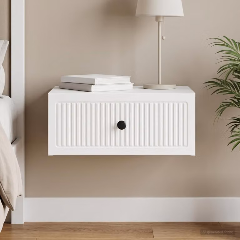 Armadio da notte vidaXL bianco lucido in legno ingegnerizzato L: 49 cm, P: 34,5 cm, H: 20 cm