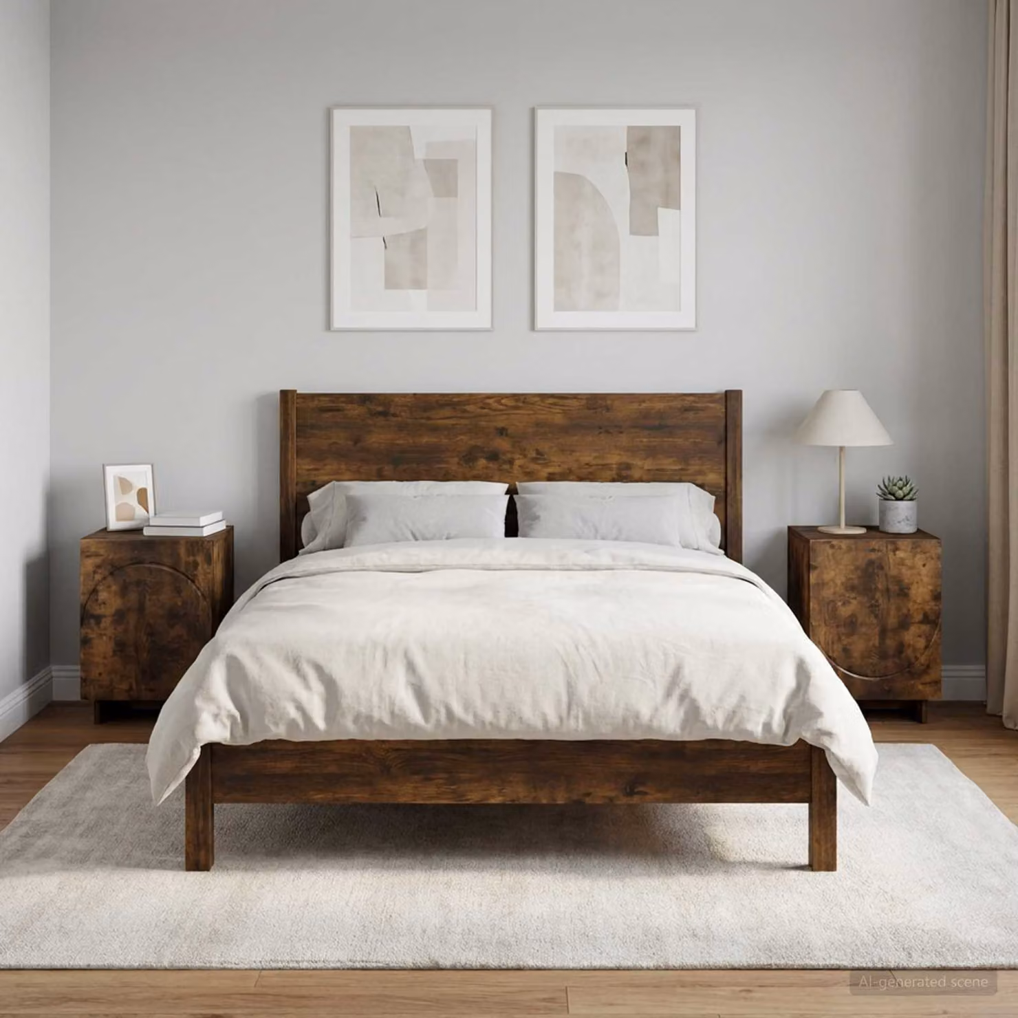 Set di 2 comodini vidaXL in rovere affumicato, design moderno, L 33,5 cm x P 34,5 cm x H 50 cm