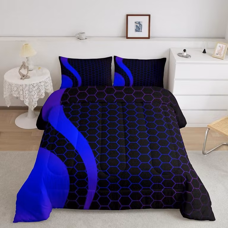 Set di lenzuola geometriche a forma di esagono per bambini, traspirante e dal design moderno
