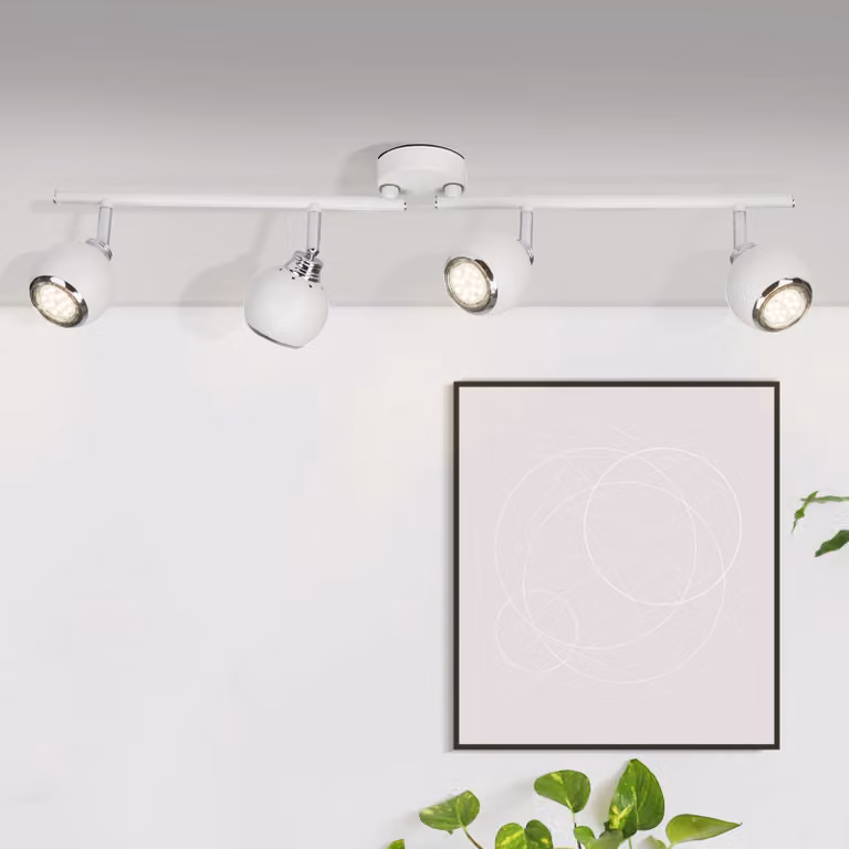 BRILLIANT LED Spot Ina | lampada da soffitto dal design essenziale | 4 punti luce | metallo | bianco/cromo | testa orientabile | 4x GU10 max 20 W