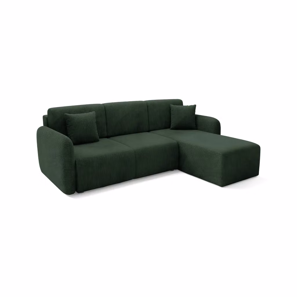 Ranco, Divano Letto con Penisola Contenitore Verde Bottiglia, L/P/H: 245 x 185 cm – 2