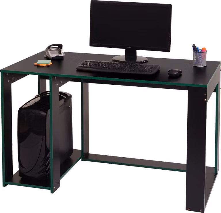 Scrivania HWC-J26, scrivania per computer, scrivania per ufficio, 120x60x76cm ~ nero-verde