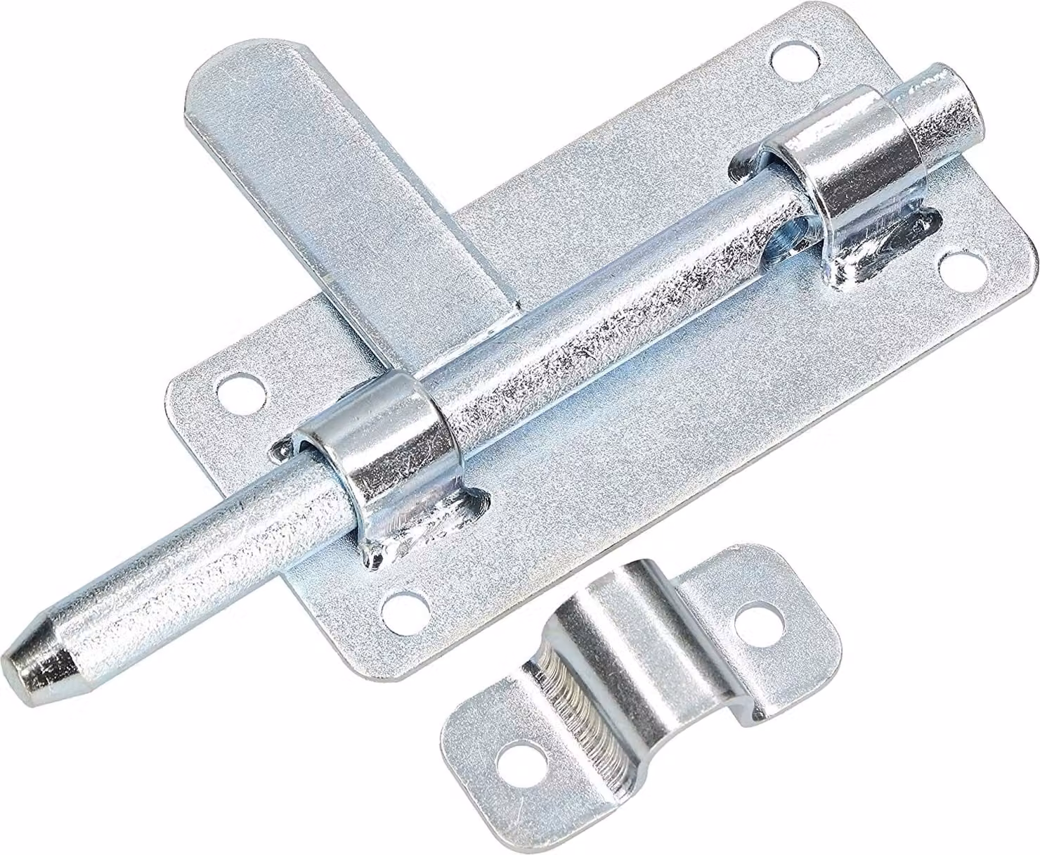 KOTARBAU® Bullone per porta 150 mm piatto diritto zincato bloccaggio argento universale