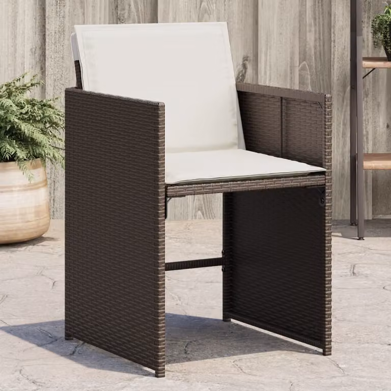 Set di 4 sedie da giardino vidaXL in polyrattan marrone con cuscini e braccioli