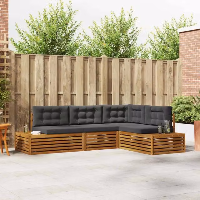 5 pz Set di divani da esterno Naturale e Antracite 3374092