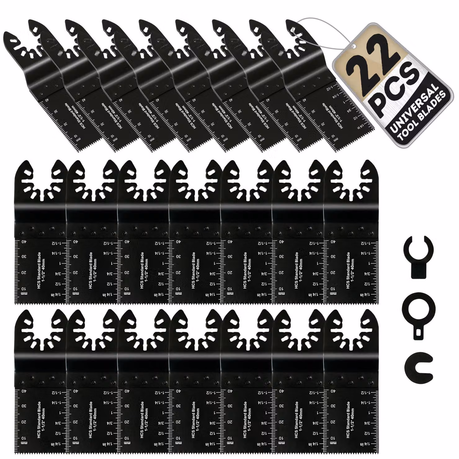 Set di lame per seghetto oscillante multifunzione, 22 pezzi, lame robuste per legno, plastica e metallo
