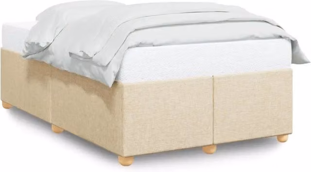 Letto matrimoniale Design In beige con struttura imbottita e doghe in legno di pino L 120 x P 200 cm – 1