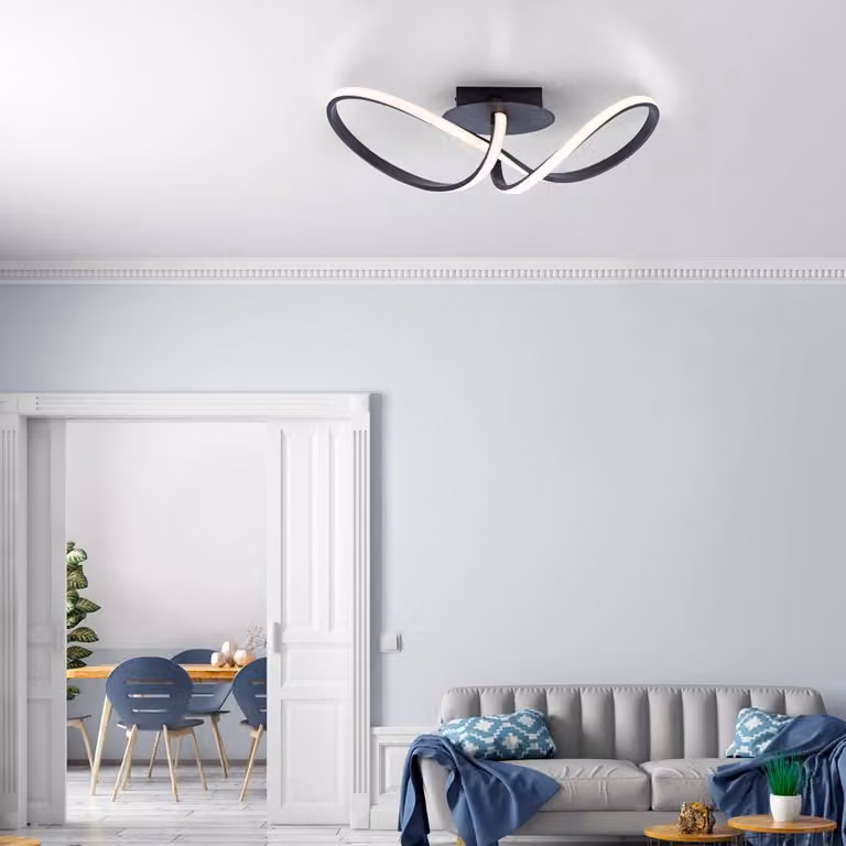 Plafoniera LED nera, dimmerabile, L 61 cm