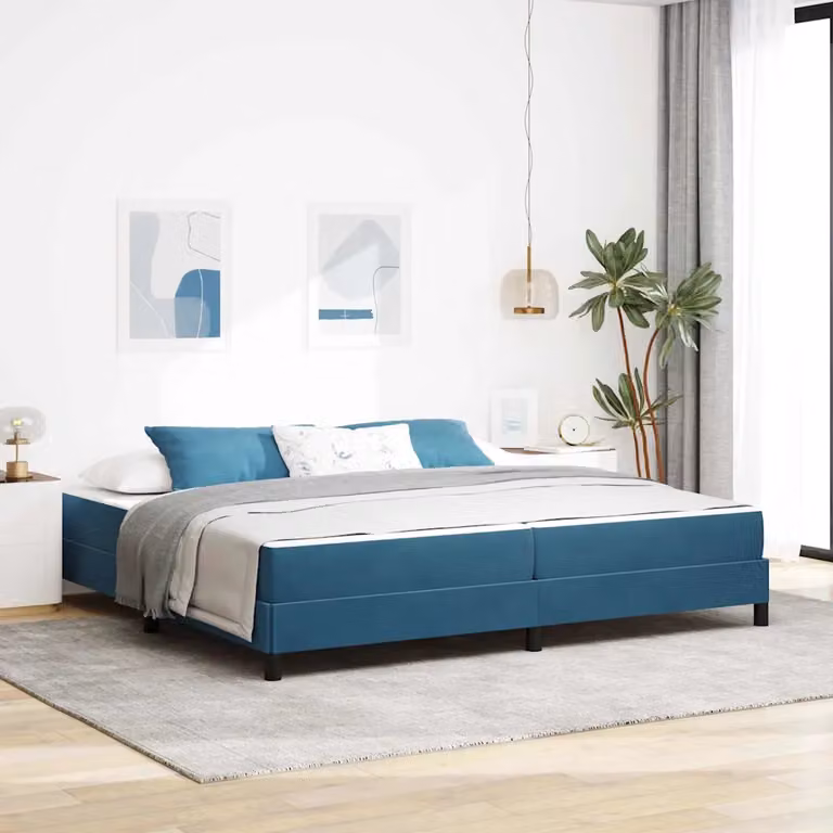 Letto a molle con materasso vidaXL Blu, L/P/H: 200 x 200 x 28 cm