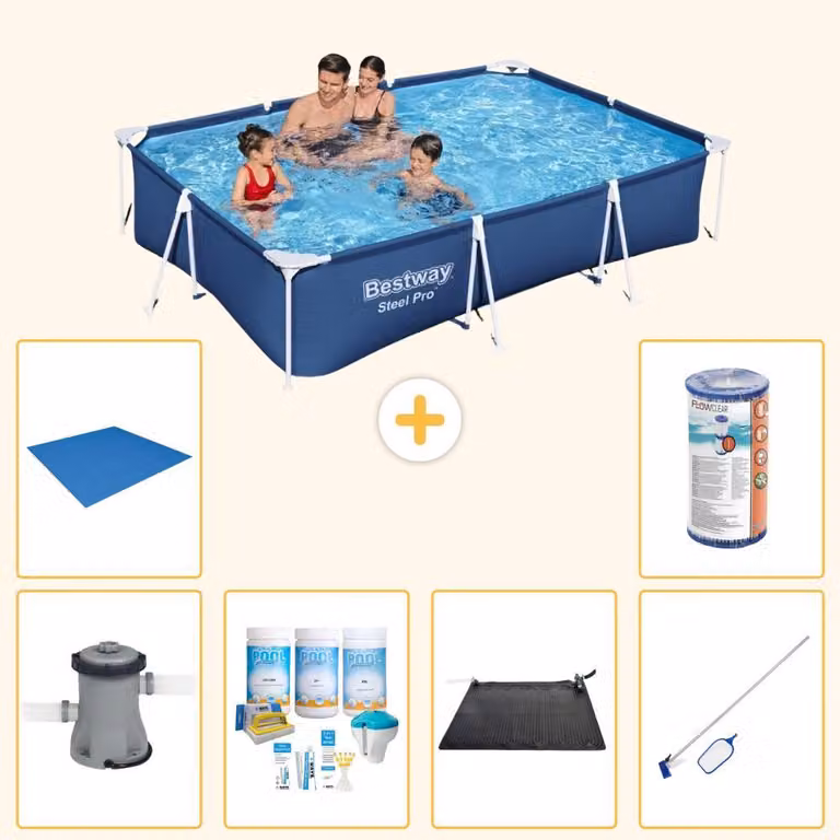 Bestway Steel Pro, piscina rettangolare - 300x201x66 cm - 7 pezzi - Modello S22085