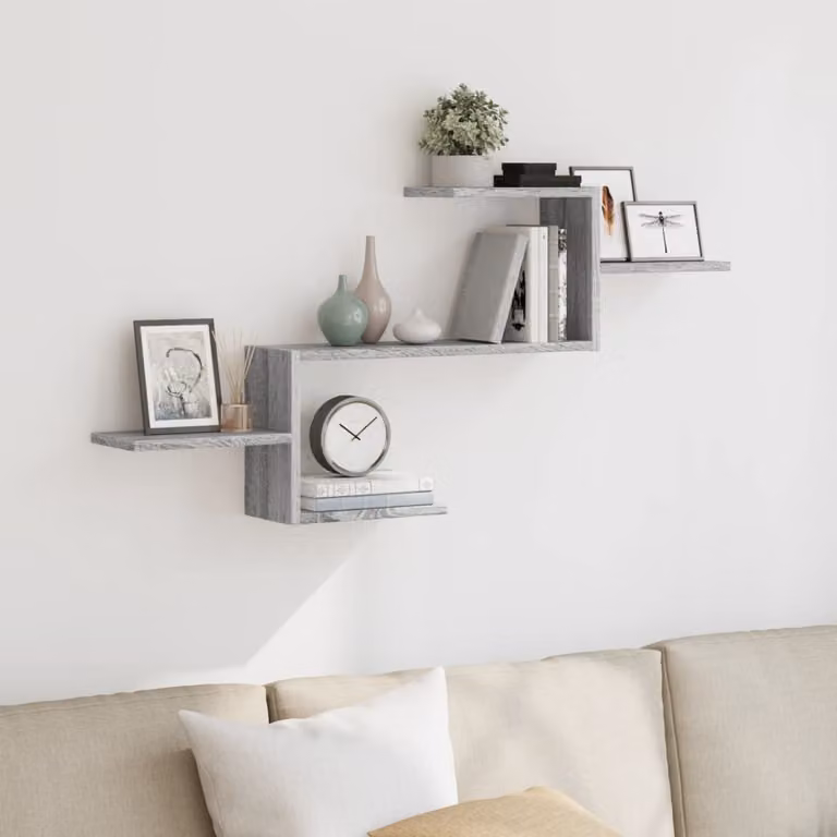 vidaXL Mensola a Muro Moderna in Legno Multistrato e MDF, Grigio, L 104 x P 15 x H 49 cm