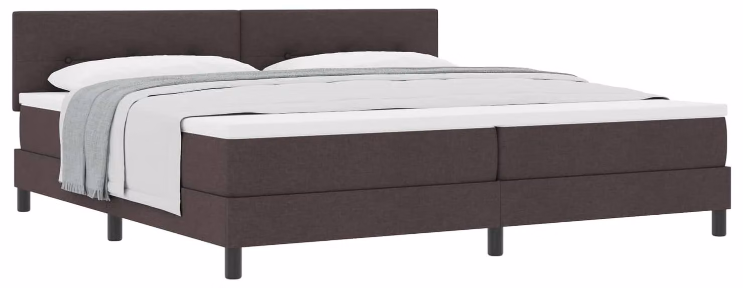 Letto a molle con materasso marrone scuro 200 x 200 cm in tessuto