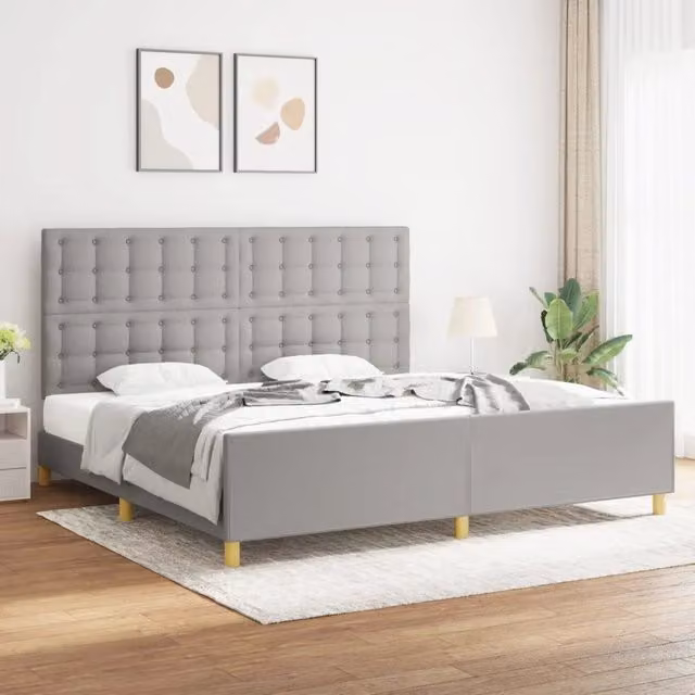 Giroletto senza Materasso-Struttura Letto Grigio Chiaro 200x200 cm Tessuto 989022