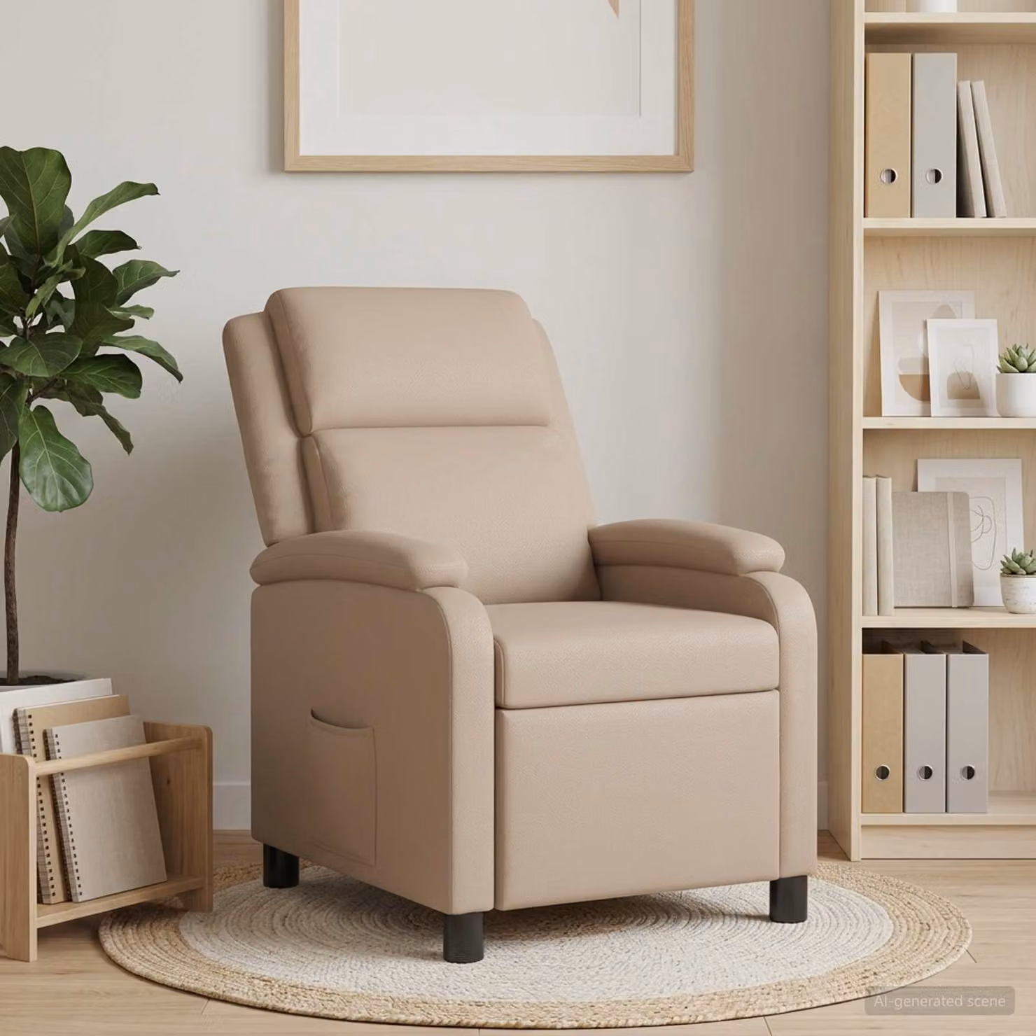 Poltrona reclinabile relax vidaXL in similpelle beige e marrone con braccioli e struttura moderna