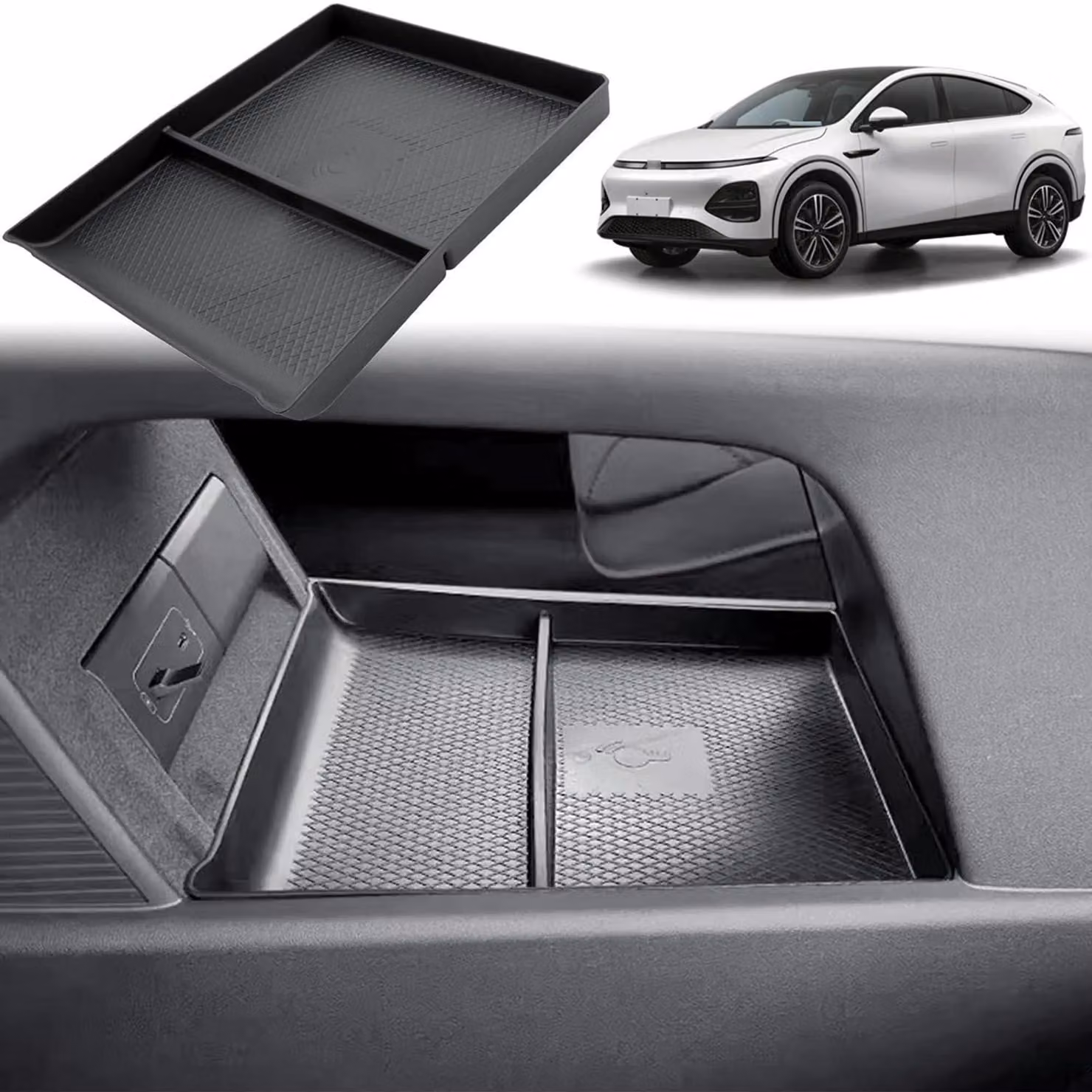 Contenitore portaoggetti per la console centrale, compatibile con Xpeng G6, modelli 2026 e 2027, organizer per interni, vano portaoggetti, colore nero