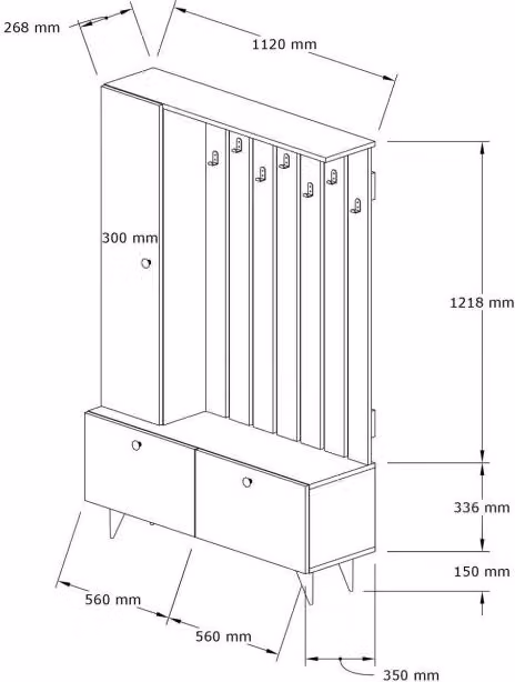 Mobile da ingresso in legno "Lala" - 112 x 35 x 170 cm - Bianco