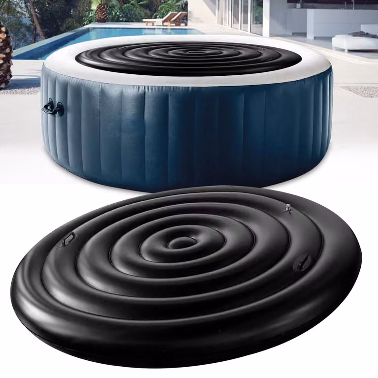 Copertura gonfiabile per idromassaggio, rotonda, diametro 165 cm, in PVC, resistente alla pioggia e agli strappi, a basso consumo energetico, con maniglie