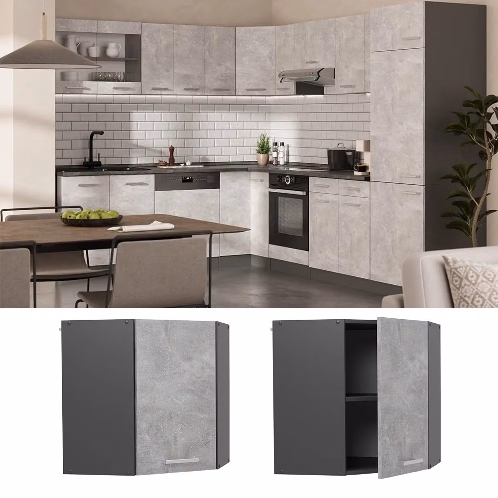 Mobile angolare da cucina R-Line Vicco Antracite/Grigio L: 57 cm, H: 60 cm, P: 31 cm – 2