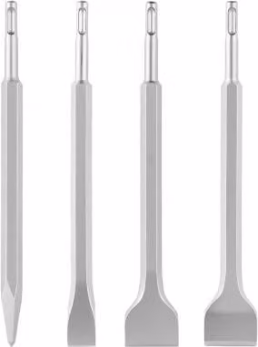 VEVOR Set di Scalpelli SDS Plus 4 Pezzi per Trapano a Percussione, Kit Attrezzi con Scalpelli a Punta Piatti e Angolati, in Lega Acciaio Trattato Termicamente, per Demolizioni Calcestruzzo e Mattoni