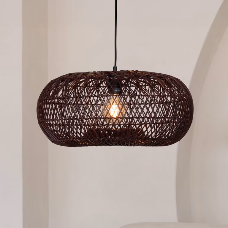 Good & Mojo Lampada a sospensione Arizona, dimmerabile, Rosso, Soggiorno / Sala da pranzo, bambù, Design, Lampada a sospensione