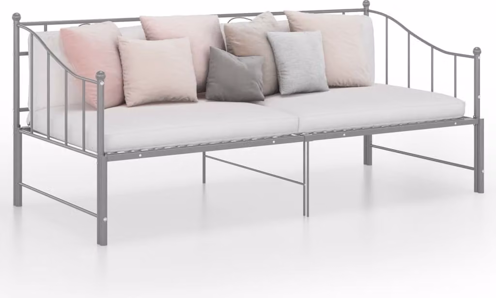 The Living Store Divano letto allungabile in metallo grigio 90x200 cm